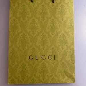 Gucci medium green embossed paper shopping bag